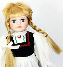 2 Royalton Porcelain Dolls Little Dutch Norway Girl Julia Hannah 10" tall  Native