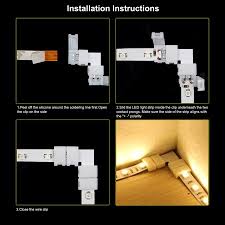 Measure the length of all areas where you'll install your strip lighting. 12mm 5p L Shape Led Strip Connector Right Angle Corner Connectors Clip For 5050 Rgb 5 Conductor Led Strip Lights Strip T Walmart Canada