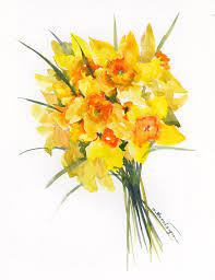 Yellow Daffodils Original Watercolor Painting Yellow Floral Etsy Original Watercolor Painting Watercolor Flowers Paintings Daffodil Wall Art
