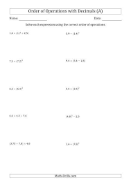 2 Step Positive Decimals Order Of Operations Comma Decimal Decimals Worksheets Decimal Operations Decimals