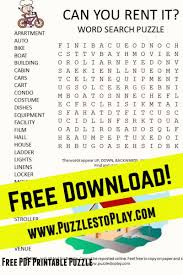 We may earn commission on some of the items you choose to buy. Rent Word Search Puzzle Free Printable Puzzles Free Word Search Puzzles Free Printable Word Searches