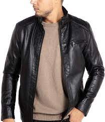 Wulful Men S Stand Collar Leather Jacket Motorcycle Lightweight Faux Leather Outwear At Amazon Men S Collar Leather Jacket Leather Jacket Men S Leather Jacket