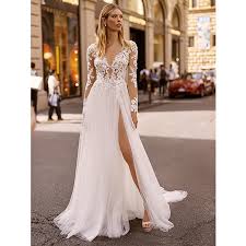 Browse our collection on bridelily! Verngo A Line Wedding Dress Boho Backless Long Sleeves Wedding Gowns Lace Appliques Elegant Bride Dress Abiti Da Sposa Gelinlik Buy At The Price Of 88 99 In Aliexpress Com Imall Com