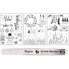 Ausmalbilder für kreidemaler am fenster : Fenster Malvorlagen Winter Weihnachten 3 Vorlagen 1 Kreidemarker Rayher Mytoys
