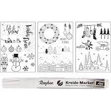 Die vorlagenmappe fensterdeko mit dem kreidemarker direkt beim verlag versandkostenfrei bestellen: Fenster Malvorlagen Winter Weihnachten 3 Vorlagen 1 Kreidemarker Rayher Mytoys