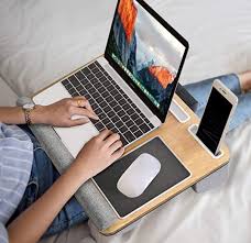 Laptop Desk Fits Up To 17 Inches Notebook Macbook Built In Mouse Wrist Pad Pen Phone Holder In 2020 Lap Desk Laptop Desk Laptop Stand