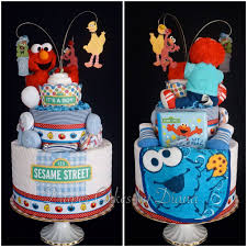 Sesame Street Themed Diaper Cake Www Facebook Com Diapercakesbydiana Baby Diaper Cake Baby Shower Cakes Baby Shower