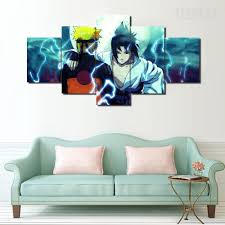 Naruto And Sasuke Painting 5 Piece Canvas Wall Art Canvas Prints Canvas Decor Framed Canvas Wall Art