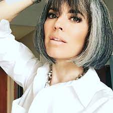 Bangs With Gray Hair Www Beautyreinvented Com Copyright Photo Nikol Johnson Grey Hair With Bangs Silver White Hair Natural White Hair