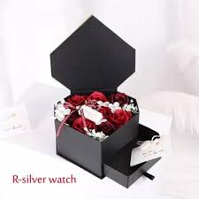 Side view of a heart shaped gift box filled with pink marshmallow and chocolate candies wrapped in red foil and red rose flower on. Valentine S Day Watch Soap Rose Flower Bath Essentials Heart Shaped Gift Set Flower Bath Gifts Handmade Birthday Gifts