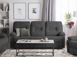 £999.99 £929.99 finance from £23 p/m* more details. 3 Seater Fabric Recliner Sofa Grey Bergen Beliani Fr