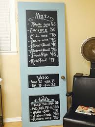 Menu Board I Made For My Moms Hair Salon Door Antique Chalk Paint Salon Decor Hair Salon Decor Home Hair Salons Salon Decor