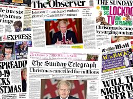 Latest headlines for the uk on monday 11 january. Christmas Cancelled What The Papers Say As Uk Covid Bubbles Burst Coronavirus The Guardian