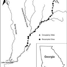 Map of the lower Flint River, Georgia with locations of 39 sample sites... 