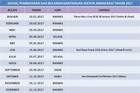 Klik untuk imej yang lebih besar dan jelas. Jadual Dan Tarikh Pembayaran Gaji 2017 Penjawat Awam Cikgu Share