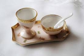 Service A Oeuf Porcelaine De Limoges Coquetier Plateau Et Tea Cups Tableware Tea