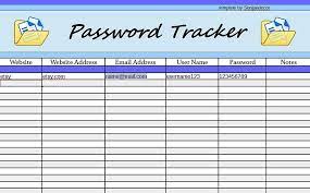 Excel Spreadsheet Bookkeeping Password Tracker Save Password Tracker Spreadsheet Template Excel Spreadsheets Templates