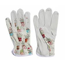 Worth Garden Cute Canvas And Leather Protective Gardening Gloves Cheerful Bonsai Print Design For Women 6113 The Home Depot Gardening Gloves Cute Canvas Garden Bags