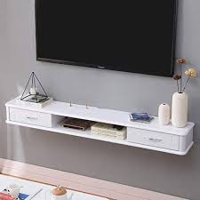 Solid Wood Wall Shelf Floating Shelf With Drawer Wall Mounted Tv Cabinet Set Top Box Router Wall Mounted Tv Cabinet Tv Wall Shelves Floating Shelf With Drawer