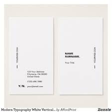 Modern Typography White Vertical Business Card Zazzle Com Business Card Typography Vertical Business Cards Business Cards Layout