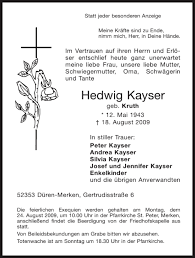 Mainz befindet sich auf einer höhe von 82 bis 245 m ü. Traueranzeigen Von Hedwig Kayser Aachen Gedenkt