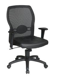 Office Star Breathable Woven Mesh Back And Leather Seat With Built In Lumbar Support Office Chair Black Black Office Chair Office Star Office Chair