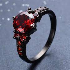 Black And Red Rings For Her Mystic Red Stone Ring 42 Liked On Polyvore Featuring Jewelry Rings Gold Filled Ring Wedding R Black Gold Ring Black Gold Jewelry Gothic Engagement Ring