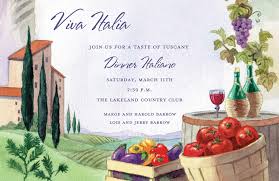Choosing a theme, such as an italian dinner party, sets the tone for the evening. Italian Tuscany View Invitations