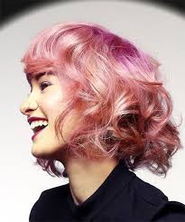 Embrace your straight hair with choppy layers and some scene queen style bangs. Short Wavy Pink Bob Haircut With Layered Bangs