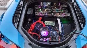Bscom mining rig 8 gpu miner rig, mining machine system for eth ethereum gpu miner including motherboard (without gpu), cpu, ssd, ram, psu, case with cooling fans. Rtx 3080 Mining Rig In A Bmw S Trunk Meant Just To Annoy Gamers Tom S Hardware