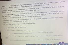 What does methodology in research paper mean? Please Provide The Answer In Your Way With Any Rea Chegg Com