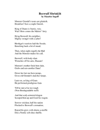 Shrink The Epic Introducing Beowulf And The Anglo Saxon Period Of English Literature Beowulf English Lesson Plans Beowulf Lesson Plans