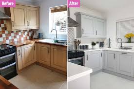These amazing budget kitchen makeovers all cost less than $1000 and they are filled with creative ideas you can use to remodel any kitchen for cheap. Diy Fanatic Transforms Her Kitchen For Under 100 By Painting Everything Including Tiles Floors And Worktops