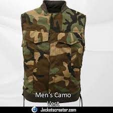 Military Print Mens Camo Motorcycle Vest Jackets Creator Motorcycle Vest Camo Vest Military Vest