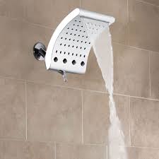 The Pressure Boosting Waterfall Showerhead Hammacher Schlemmer Shower Heads Bathroom Shower Heads Bathroom Organisation