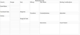 Either you can make your own flash cards by using index cards or buy some. Nursing Drug Cards