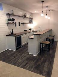 Light grey floor paint idea in a small basement. Smart Basement Bar Ideas Making Your Cellar Pub Sparkle Basement Kitchenette Basement Apartment Basement Design