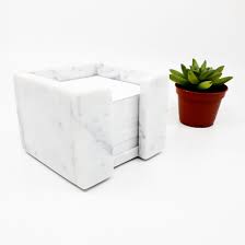 Images rose gold marble office desk decor for women business card holder with air plant brand: Luka Marble Designs