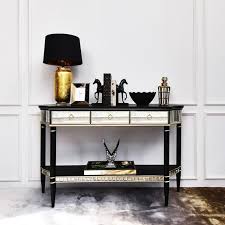 Philippe Black Gold Mirrored Console Table Mirrored Console Table Console Table Living Room Console
