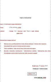 Untuk semua calon peserta pmmb batch 1 2021 ada perubahan informasi terkait pakta integritas yang baru menggunakan materai 6000 + 3000. Contoh Pakta Integritas Secercah Ilmu