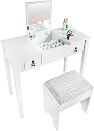 Great For Bahom Vanity Makeup Table Set With Mirror And Stool Dressing Table For Girls Wome In 2020 Girls Dressing Table White Bedroom Furniture Storage Bench Bedroom