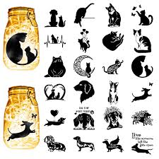 CREATCABIN 24 Pz Nero Gatto Cane Sagome per Barattoli di Vetro Lanterna  Ritagli Laser Decalcomanie Plastica Scrapbook Decorazioni per Barattoli  Parete Finestre Vetro Auto Decorazioni 10x9cm : Amazon.it: Casa e cucina