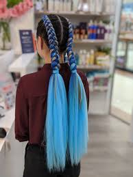Blue Dutch Braid Extensions In 2020 Braids With Extensions Braided Hairstyles Hair