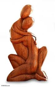 Wood Statuette Hold Me Close Wood Carving Art Wood Sculpture Art Carved