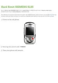 Hard Reset SIEMENS SL65 ...
