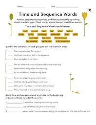 Time And Sequence Words Practice Worksheet Education Com