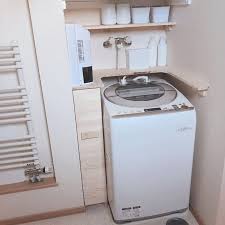洗濯機の横のデッドスペースに収納棚を作りました 収納棚 洗濯機 棚