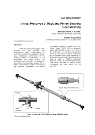 Pdf Virtual Prototype Of Rack And Pinion Steering