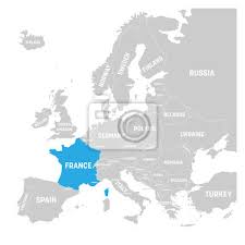 Polityczne, administracyjne, drogowe, fizyczne, topograficzne, turystyczne i inne mapy francji. Plakat Francja Na Niebiesko Zaznaczona Niebieska Mapa Polityczna Europy Na Wymiar Nowoczesny Tlo Projekt Redro Pl