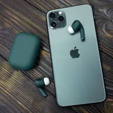 Airpods Pro In Midnight Green Perfect Pair With The Iphone 11 Pro Right Sourc Apple Gadgets Iphone Apple Iphone Accessories Iphone